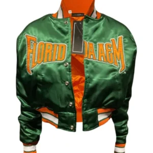 Florida A&M University Cropped Satin Varsity Jacket