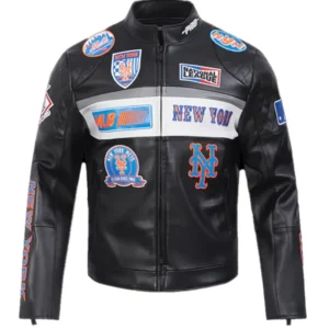 MLB New York Mets 2025 Black Moto Jacket
