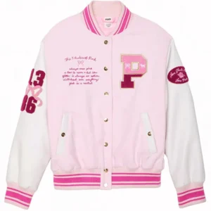 PINK x Love Shack Fancy Pink Varsity Jacket
