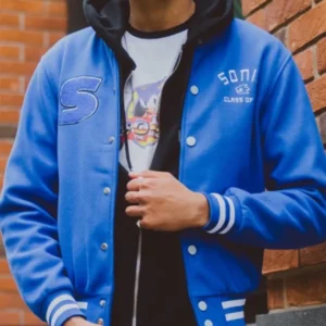 Sonic The Hedgehog Class Of 91 Blue Varsity Jacket