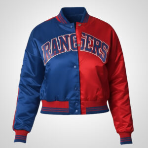 NHL 2026 New York Rangers Cropped Satin Varsity Jacket